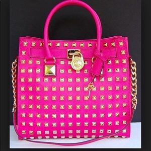 Michael Kors pink studded Hamilton tote